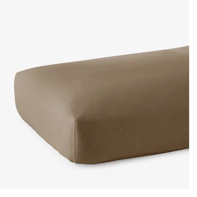 The Company Store Premium Breathable Washed Linen Solid Fitted Bed Sheet In Brown