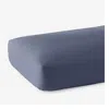 The Company Store Premium Breathable Washed Linen Solid Fitted Bed Sheet In Denim Blue