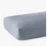 The Company Store Premium Breathable Washed Linen Solid Fitted Bed Sheet In Dusty Blue