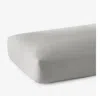 The Company Store Premium Breathable Washed Linen Solid Fitted Bed Sheet In Light Gray