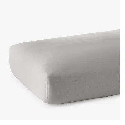 The Company Store Premium Breathable Washed Linen Solid Fitted Bed Sheet In Light Gray