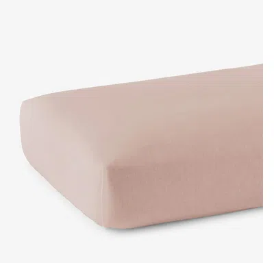 The Company Store Premium Breathable Washed Linen Solid Fitted Bed Sheet In Pink