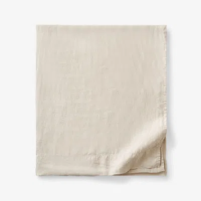 The Company Store Premium Breathable Washed Linen Solid Flat Bed Sheet In Beige