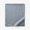 The Company Store Premium Breathable Washed Linen Solid Flat Bed Sheet In Dusty Blue