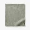 The Company Store Premium Breathable Washed Linen Solid Flat Bed Sheet In Moss Green