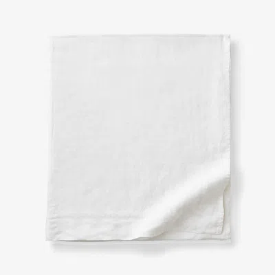 The Company Store Premium Breathable Washed Linen Solid Flat Bed Sheet In White