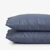 The Company Store Premium Breathable Washed Linen Solid Pillowcase Set In Denim Blue