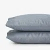 The Company Store Premium Breathable Washed Linen Solid Pillowcase Set In Dusty Blue
