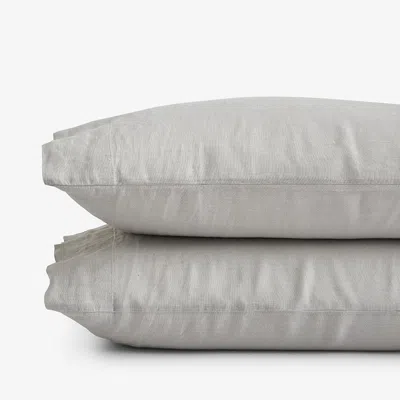 The Company Store Premium Breathable Washed Linen Solid Pillowcase Set In Light Gray