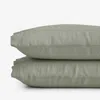 The Company Store Premium Breathable Washed Linen Solid Pillowcase Set In Moss Green