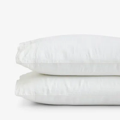 The Company Store Premium Breathable Washed Linen Solid Pillowcase Set In White