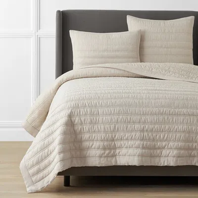 The Company Store Premium Breathable Washed Linen Solid Quilt In Beige
