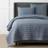 The Company Store Premium Breathable Washed Linen Solid Quilt In Blue Stone
