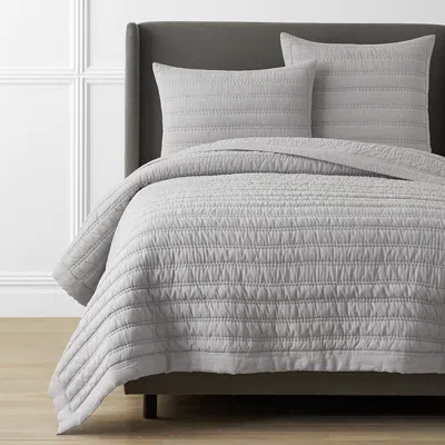 The Company Store Premium Breathable Washed Linen Solid Quilt In Gray