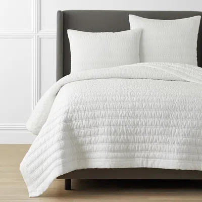 The Company Store Premium Breathable Washed Linen Solid Quilt In White
