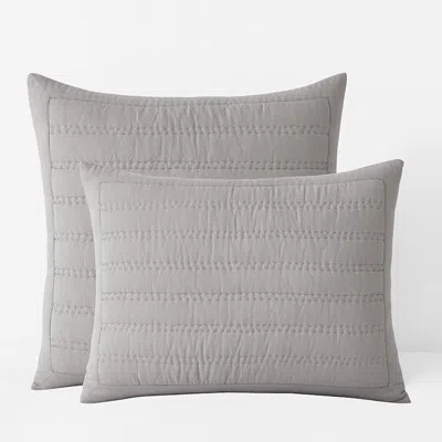 The Company Store Premium Breathable Washed Linen Solid Quilted Sham In Gray