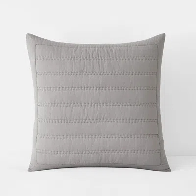 The Company Store Premium Breathable Washed Linen Solid Quilted Sham In Gray