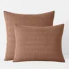 The Company Store Premium Breathable Washed Linen Solid Quilted Sham In Orange/coral