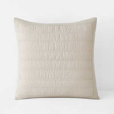 The Company Store Premium Breathable Washed Linen Solid Quilted Sham In Sand