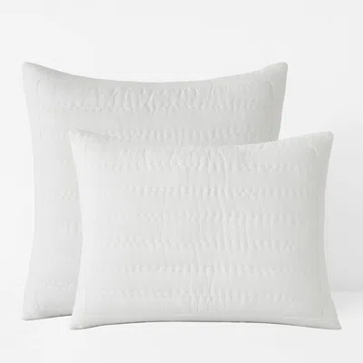 The Company Store Premium Breathable Washed Linen Solid Quilted Sham In White