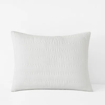 The Company Store Premium Breathable Washed Linen Solid Quilted Sham In White