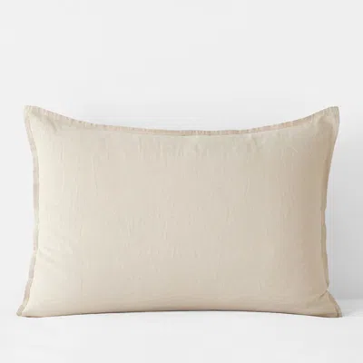 The Company Store Premium Breathable Washed Linen Solid Sham In Beige