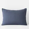 The Company Store Premium Breathable Washed Linen Solid Sham In Blue