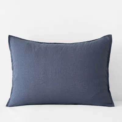 The Company Store Premium Breathable Washed Linen Solid Sham In Blue