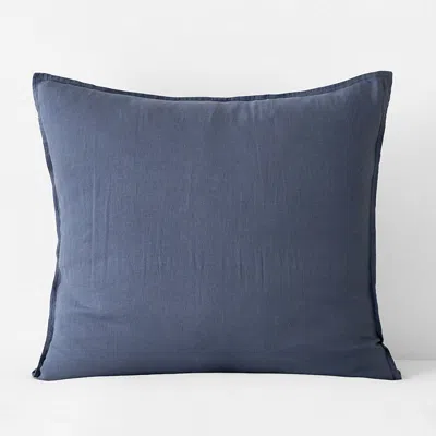 The Company Store Premium Breathable Washed Linen Solid Sham In Blue