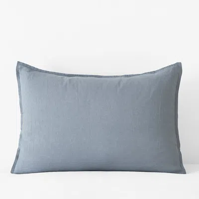 The Company Store Premium Breathable Washed Linen Solid Sham In Blue