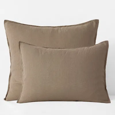The Company Store Premium Breathable Washed Linen Solid Sham In Brown