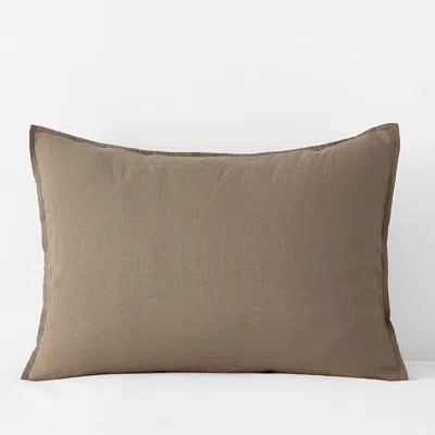 The Company Store Premium Breathable Washed Linen Solid Sham In Brown