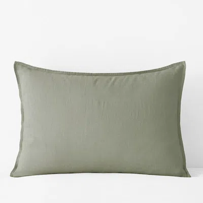 The Company Store Premium Breathable Washed Linen Solid Sham In Green