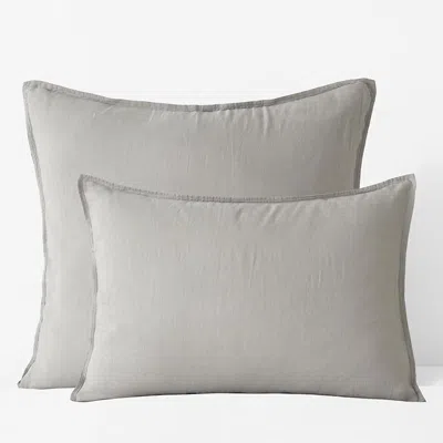 The Company Store Premium Breathable Washed Linen Solid Sham In Light Gray