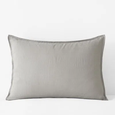 The Company Store Premium Breathable Washed Linen Solid Sham In Light Gray