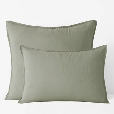 The Company Store Premium Breathable Washed Linen Solid Sham In Moss Green