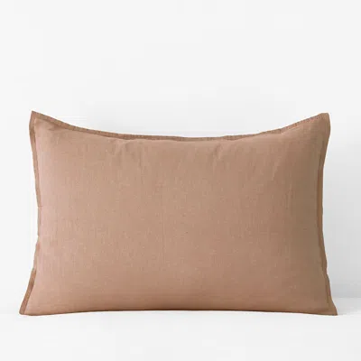 The Company Store Premium Breathable Washed Linen Solid Sham In Orange/coral