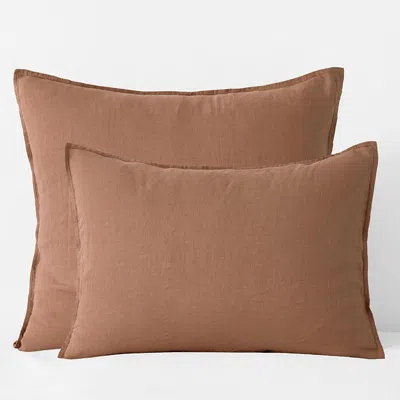 The Company Store Premium Breathable Washed Linen Solid Sham In Terracotta Orange