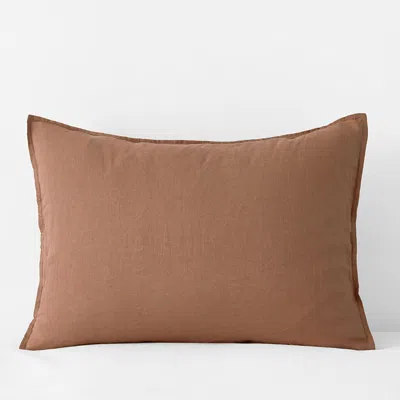 The Company Store Premium Breathable Washed Linen Solid Sham In Terracotta Orange