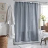 The Company Store Premium Breathable Washed Linen Solid Shower Curtain In Dusty Blue