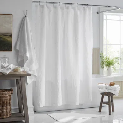 The Company Store Premium Breathable Washed Linen Solid Shower Curtain In White