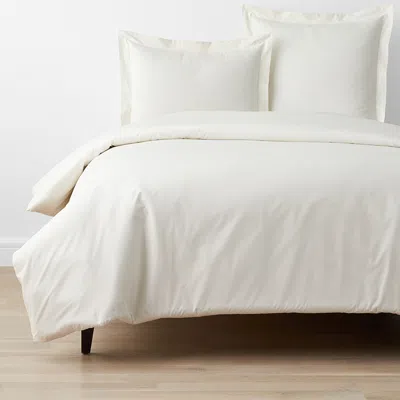 The Company Store Premium Cool Organic Cotton Percale Percale Duvet Cover In Ivory