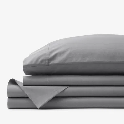 The Company Store Premium Cool Supima® Cotton Percale Deep Pocket Bed Sheet Set In Gray