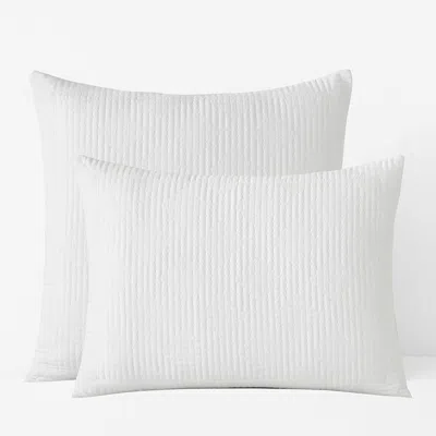 The Company Store Premium Smooth Cotton Sateen Solid Quilted Sham In White