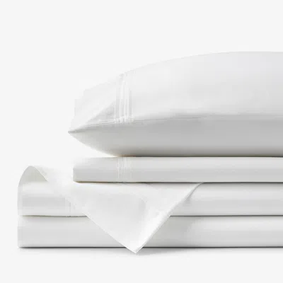 The Company Store Premium Smooth Egyptian Cotton Sateen Bed Sheet Set In White