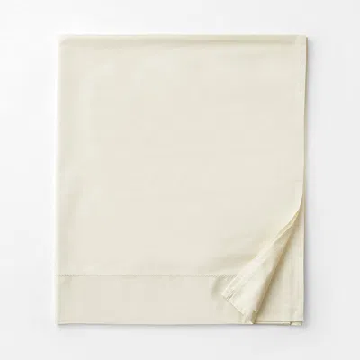 The Company Store Premium Smooth Organic Cotton Sateen Flat Bed Sheet In Ivory