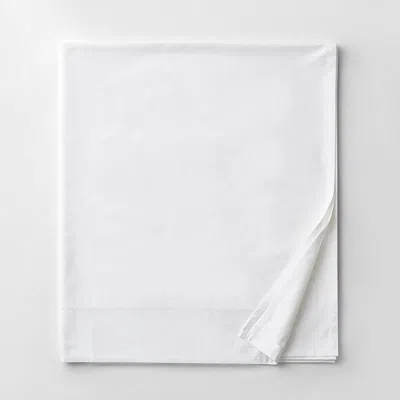 The Company Store Premium Smooth Organic Cotton Sateen Flat Bed Sheet In White