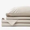 The Company Store Premium Smooth Supima® Cotton Wrinkle-free Sateen Bed Sheet Set In Beige/ivory