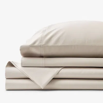 The Company Store Premium Smooth Supima® Cotton Wrinkle-free Sateen Bed Sheet Set In Beige/ivory
