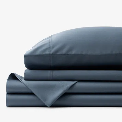 The Company Store Premium Smooth Supima® Cotton Wrinkle-free Sateen Bed Sheet Set In Steel Blue